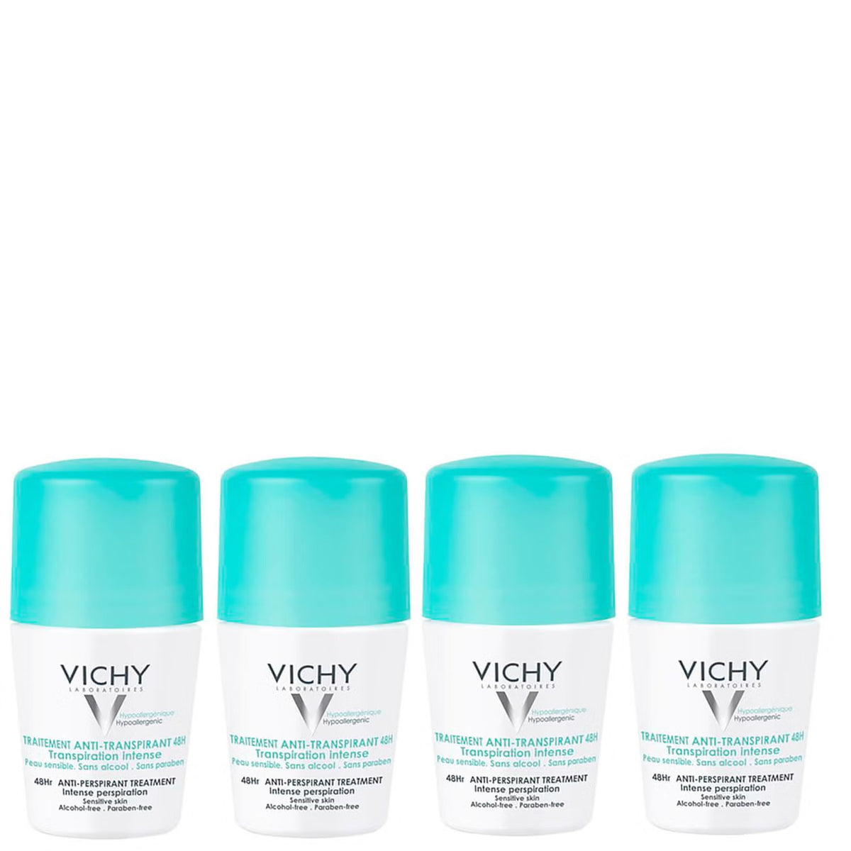 VICHY 48 Hour Intensive Anti-Perspirant Roll-on Deodorant Set for Sensitive Skin 4 x 50ml