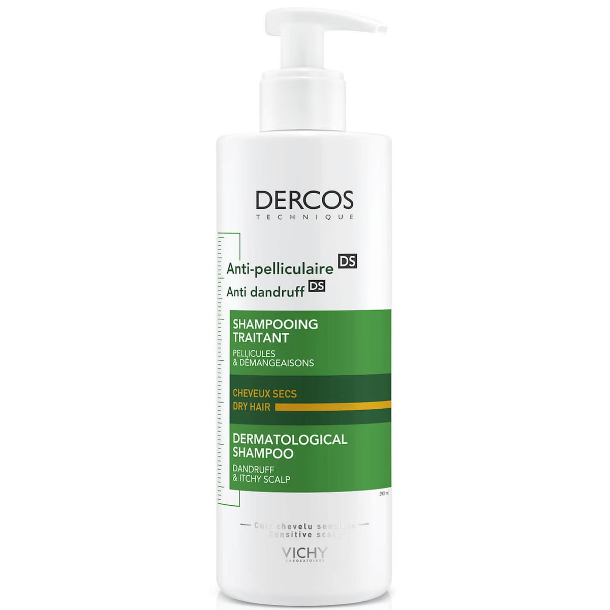 Vichy Dercos Technique Anti-Dandruff Purifying Shampoo for Sensitive, Dry Hair and Scalp 390ml