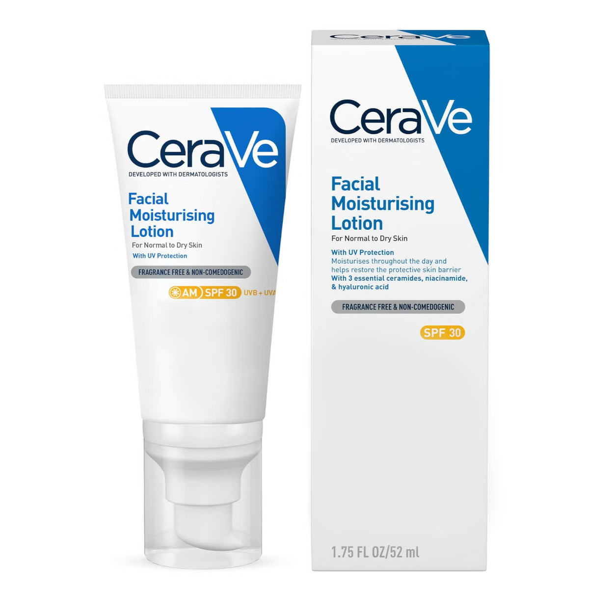 CeraVe AM Facial Moisturising Lotion SPF30 with Ceramides for Normal to Dry Skin 52ml