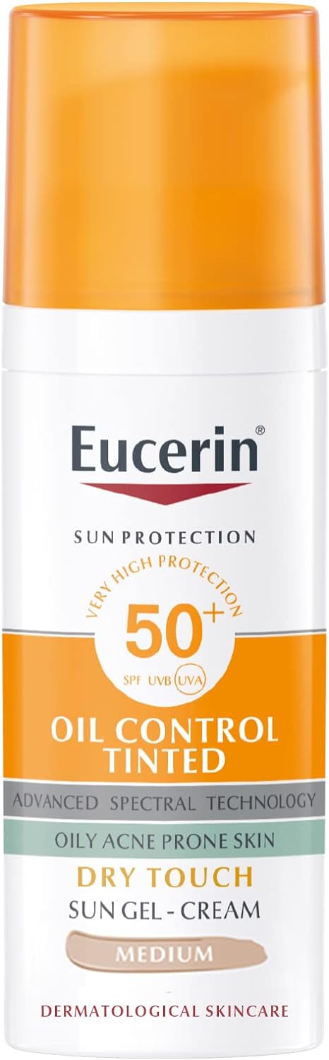 Eucerin Face Sunscreen Oil Control Tinted Gel-Cream Dry Touch, SPF 50+, 50ml