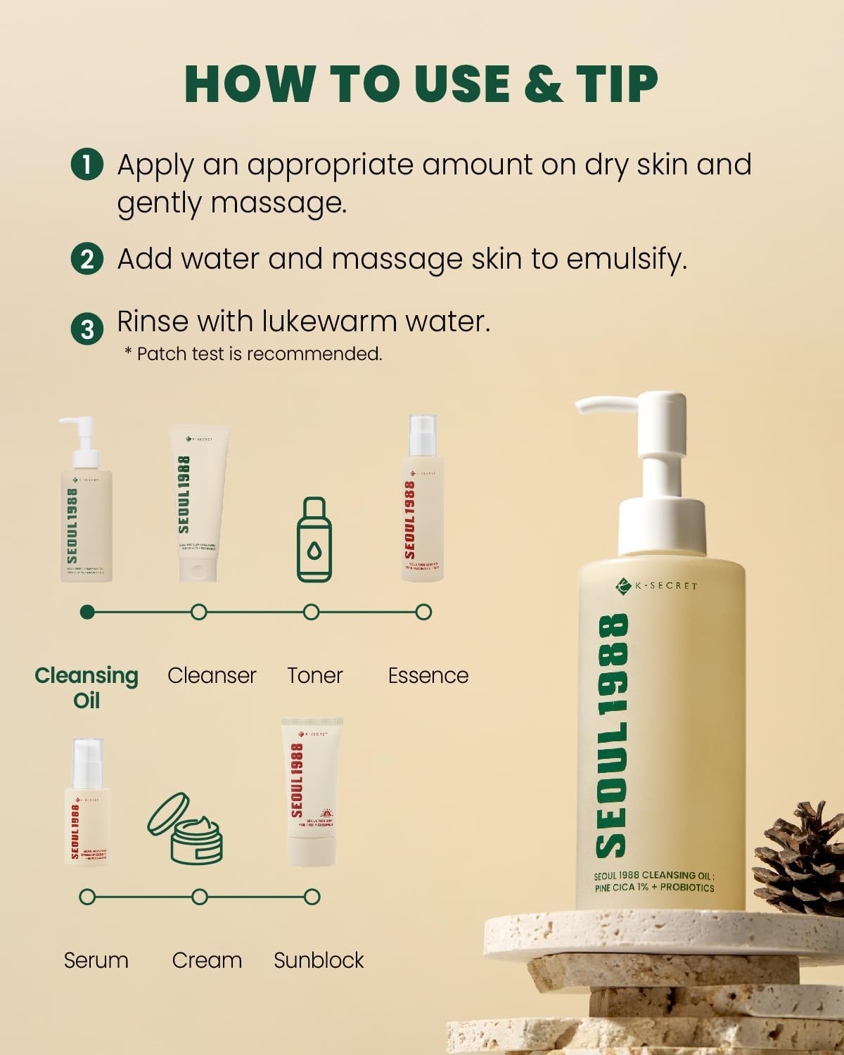 SEOUL 1988 Cleansing Oil: Pine Cica 1% + Probiotics