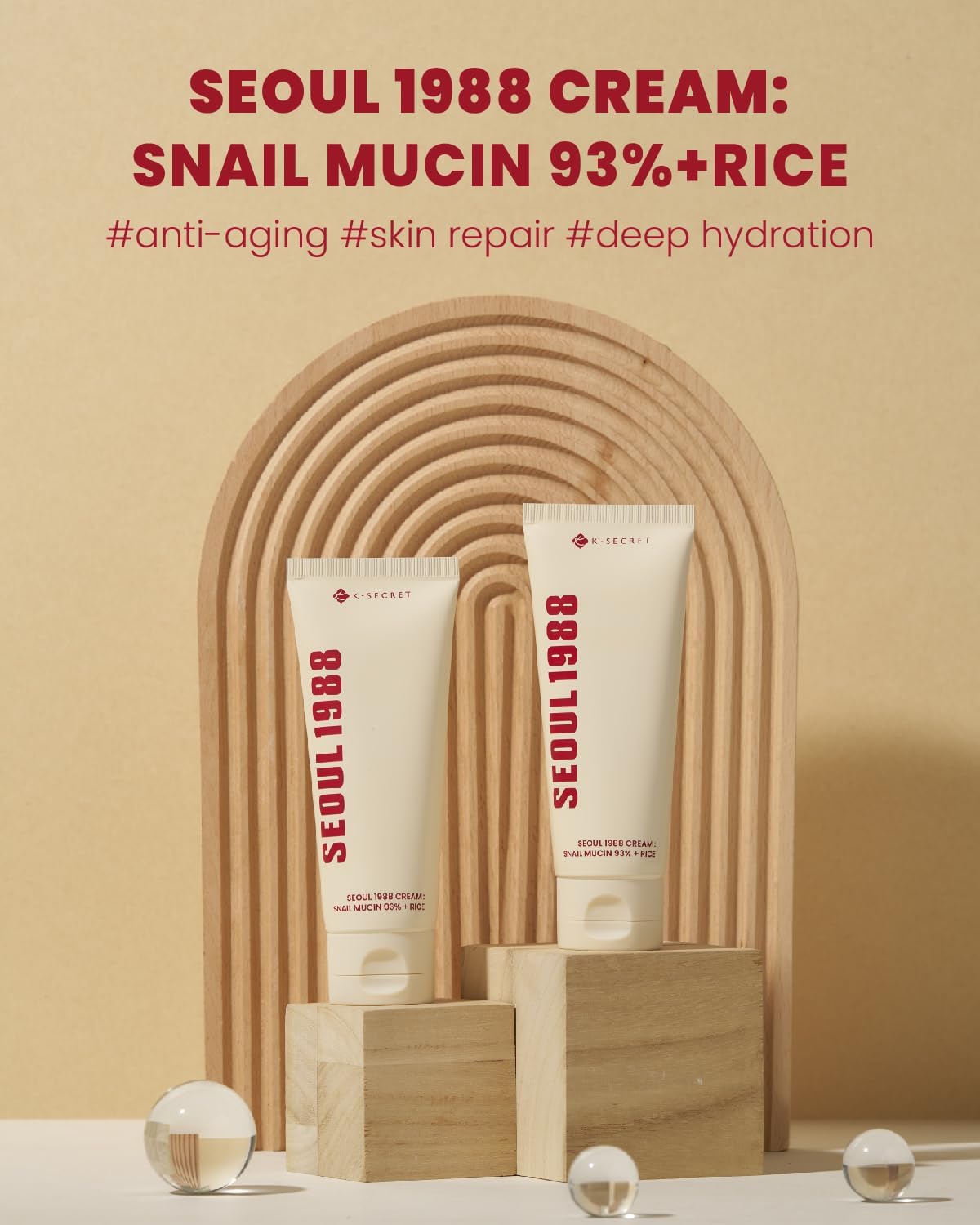 SEOUL 1988 Cream: Snail Mucin 93% + Rice - 100ml