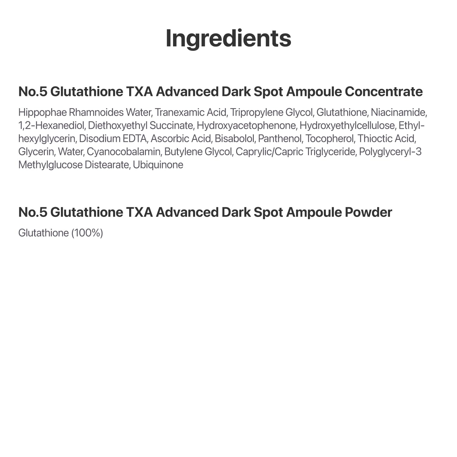 No.5 Glutathione TXA Advanced Dark Spot Ampoule Concentrate - 10g