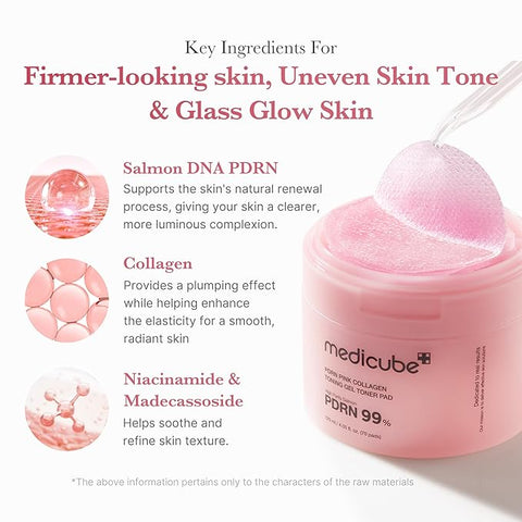 PDRN Pink Collagen Toning Gel Toner Pad - 70 Pads
