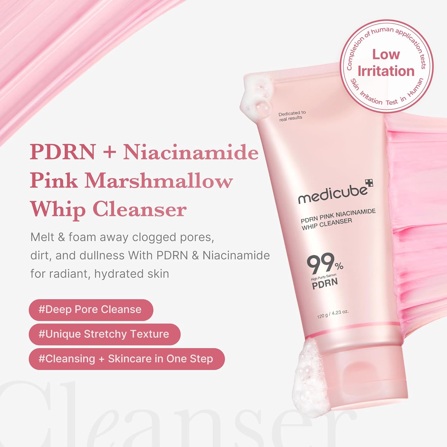 PDRN Pink Niacinamide Whip Cleanser - 120g-Medicube-Noura Skincare