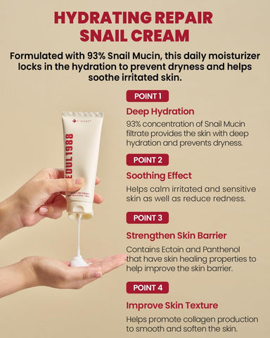 SEOUL 1988 Cream: Snail Mucin 93% + Rice - 100ml