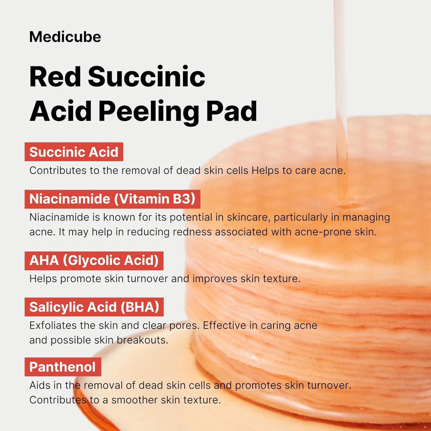 Red Succinic Acid Peeling Pad - 155g