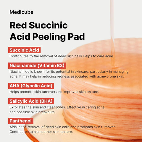 Red Succinic Acid Peeling Pad - 155g
