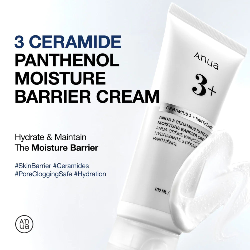 Anua 3 Ceramide Panthenol Moisture Barrier Cream tube on a white background