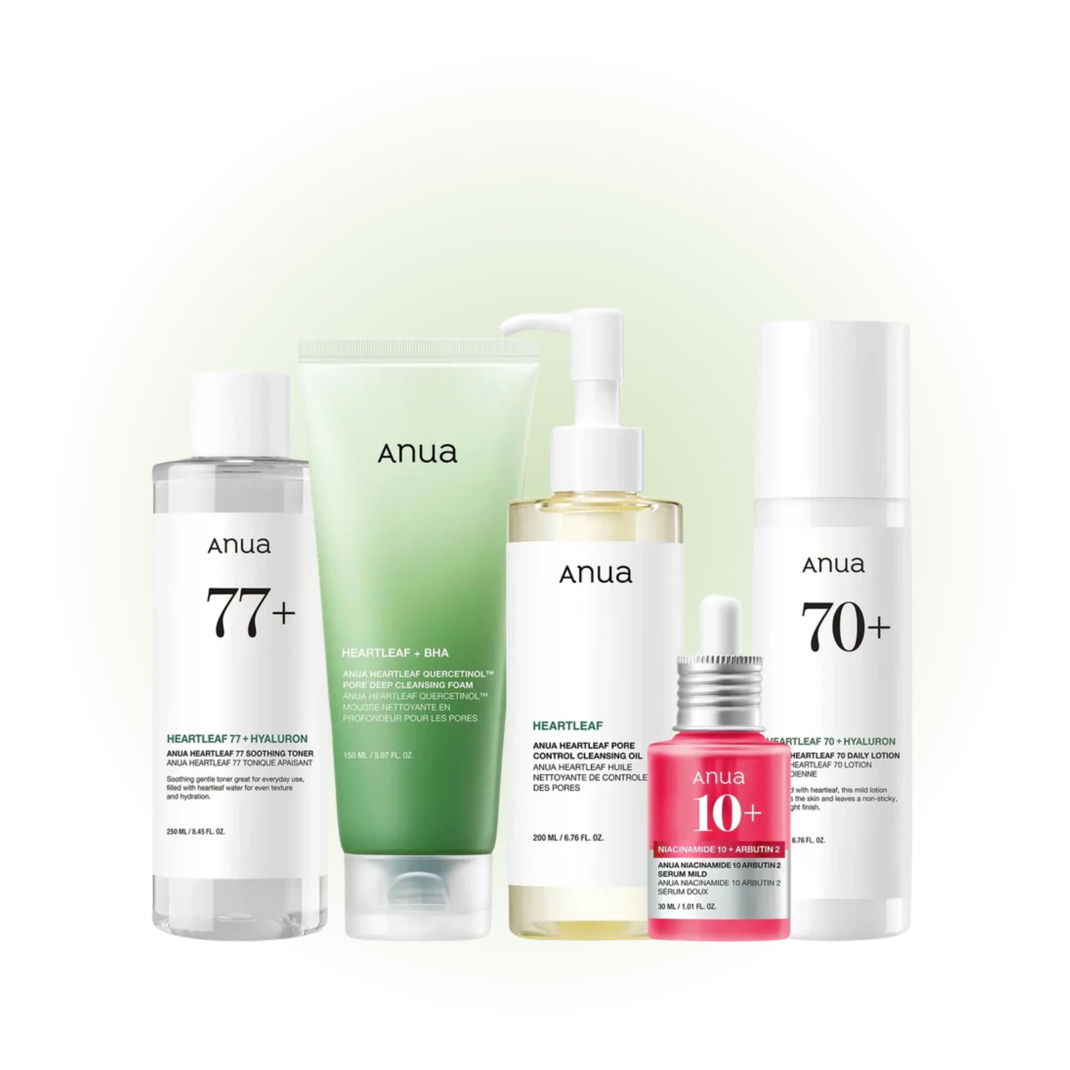 Anua Heartleaf Redness Relief Set 5 piece bundle for inflamed skin