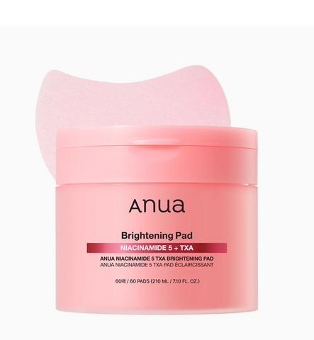 Pink packaging of Anua Brightening Pad on a white background