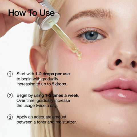 Instructions on how to use a anua dropper with text overlay