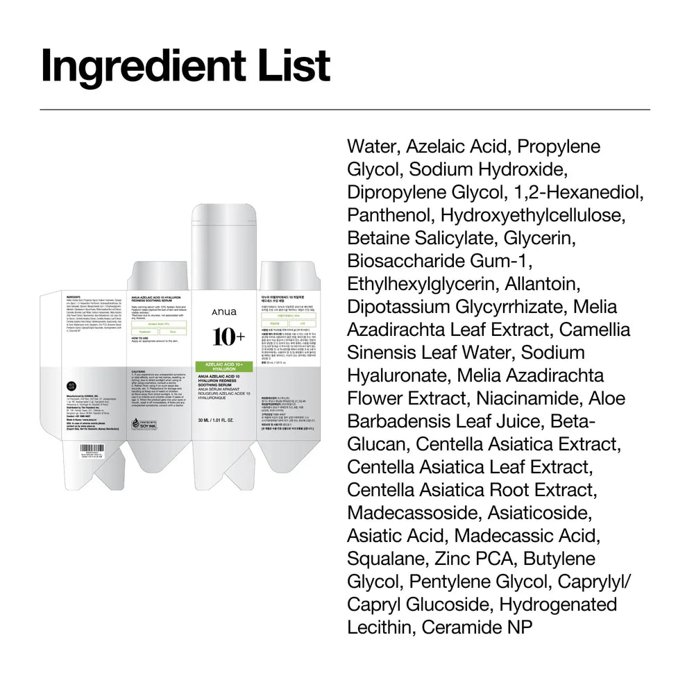 Azelaic Acid 10 Hyaluron Redness Soothing Serum - 30ml