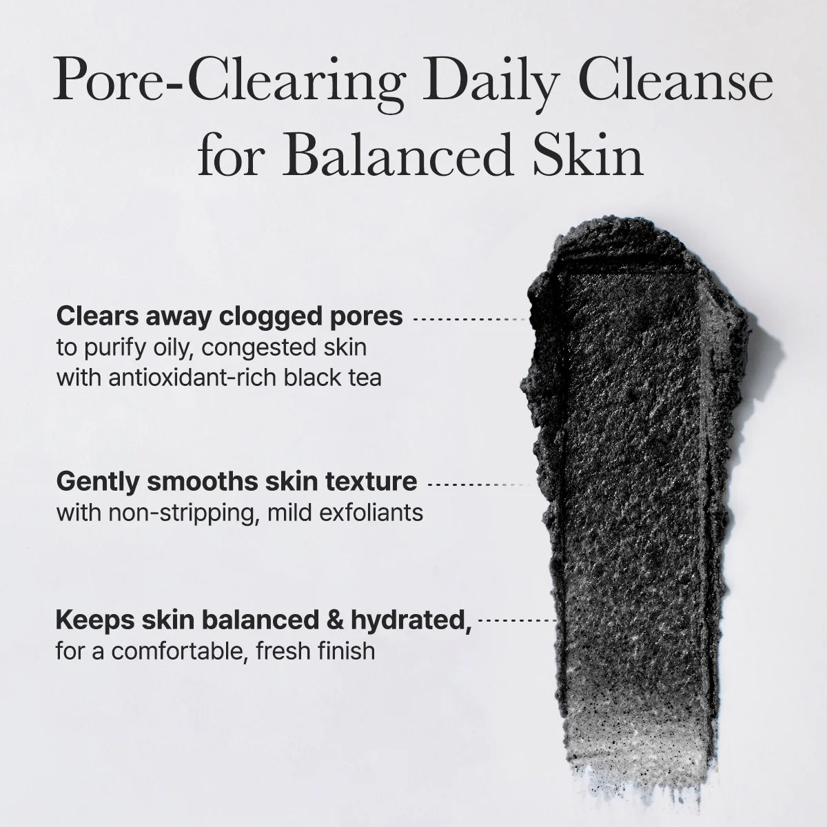 Pore-clearing daily cleanse product with text on a white background