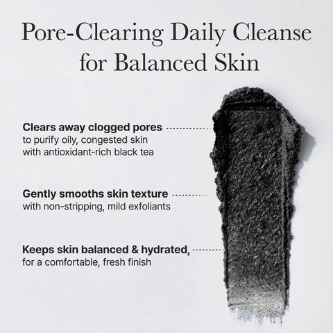 Pore-clearing daily cleanse product with text on a white background