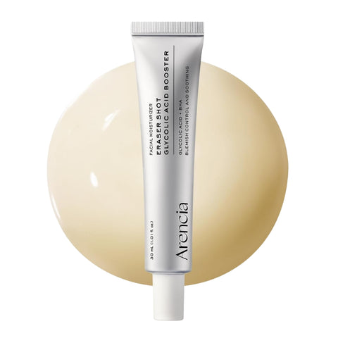 Arencia Eraser Shot Glycolic Acid Booster Facial Moisturizer 30ml available at Noura Skincare Arabia.
