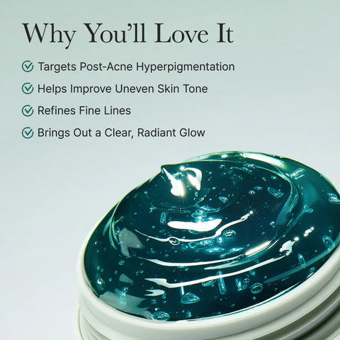 Arencia product with blue gel texture on a light gray background, featuring text about its benefits.