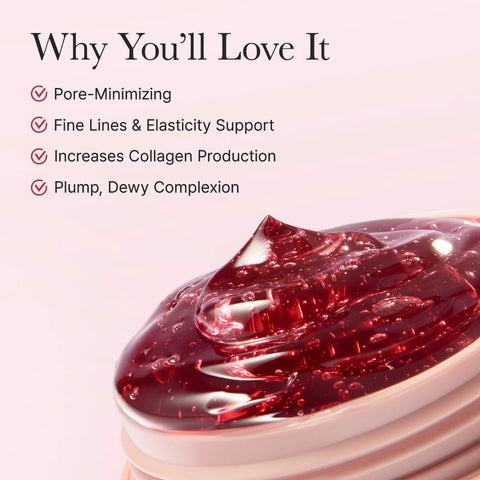 Arencia product with text listing benefits on a light pink background