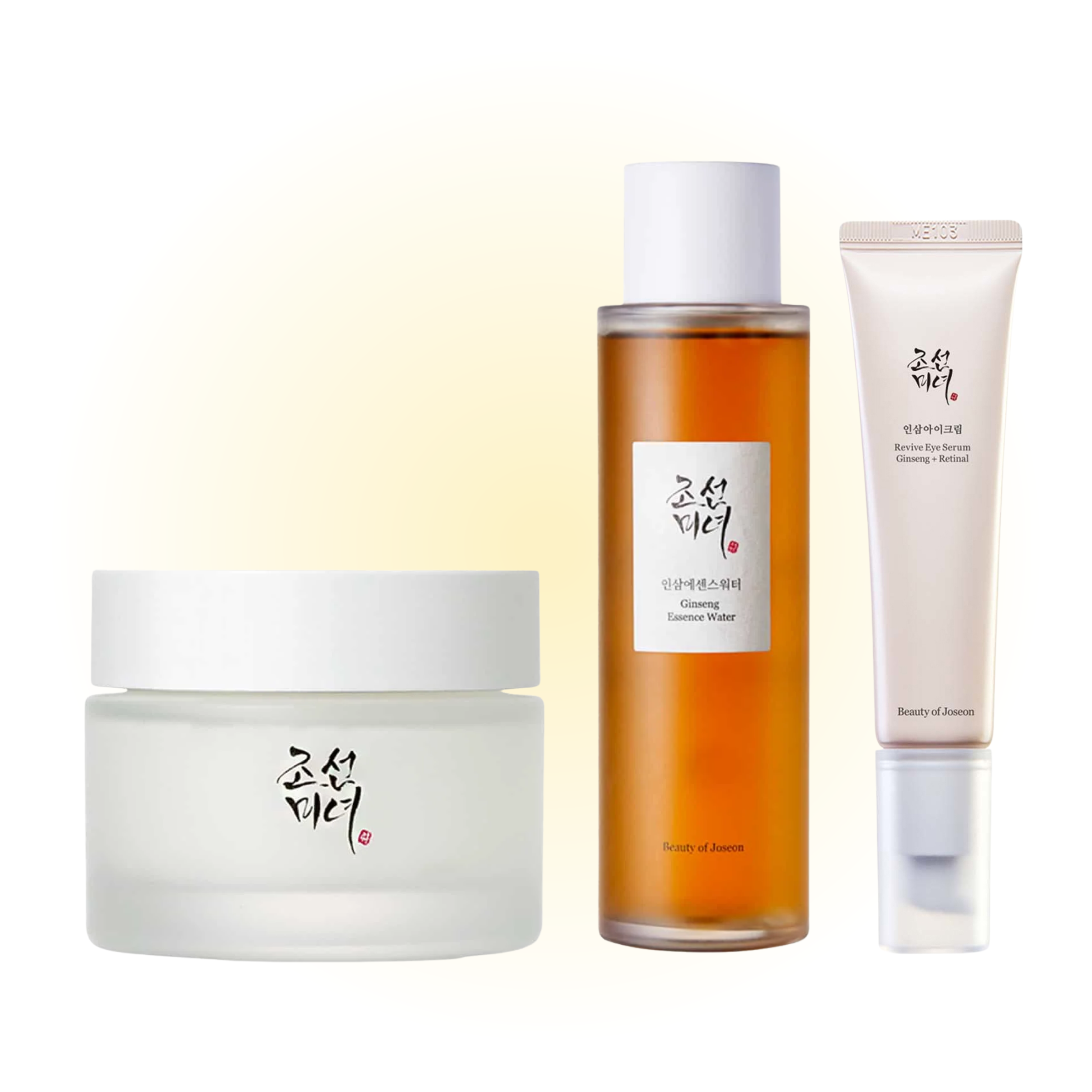 Beauty of Joseon Slow Aging Trio featuring cream, ginseng essence and retinol eye serum.