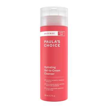 PAULA'S CHOICE Defense Hydrating Gel-to-Cream Facial Cleanser with Green Tea, Licorice, Aloe & Soy for All Skin Types, 6.7oz