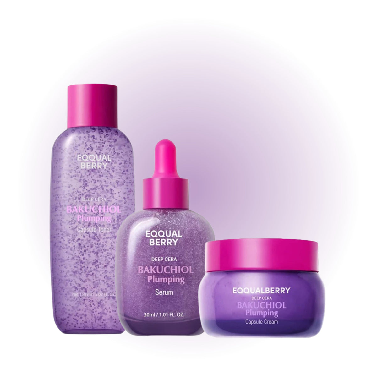 EQQUALBERRY Bakuchiol Plumping Care Set 3 piece bundle