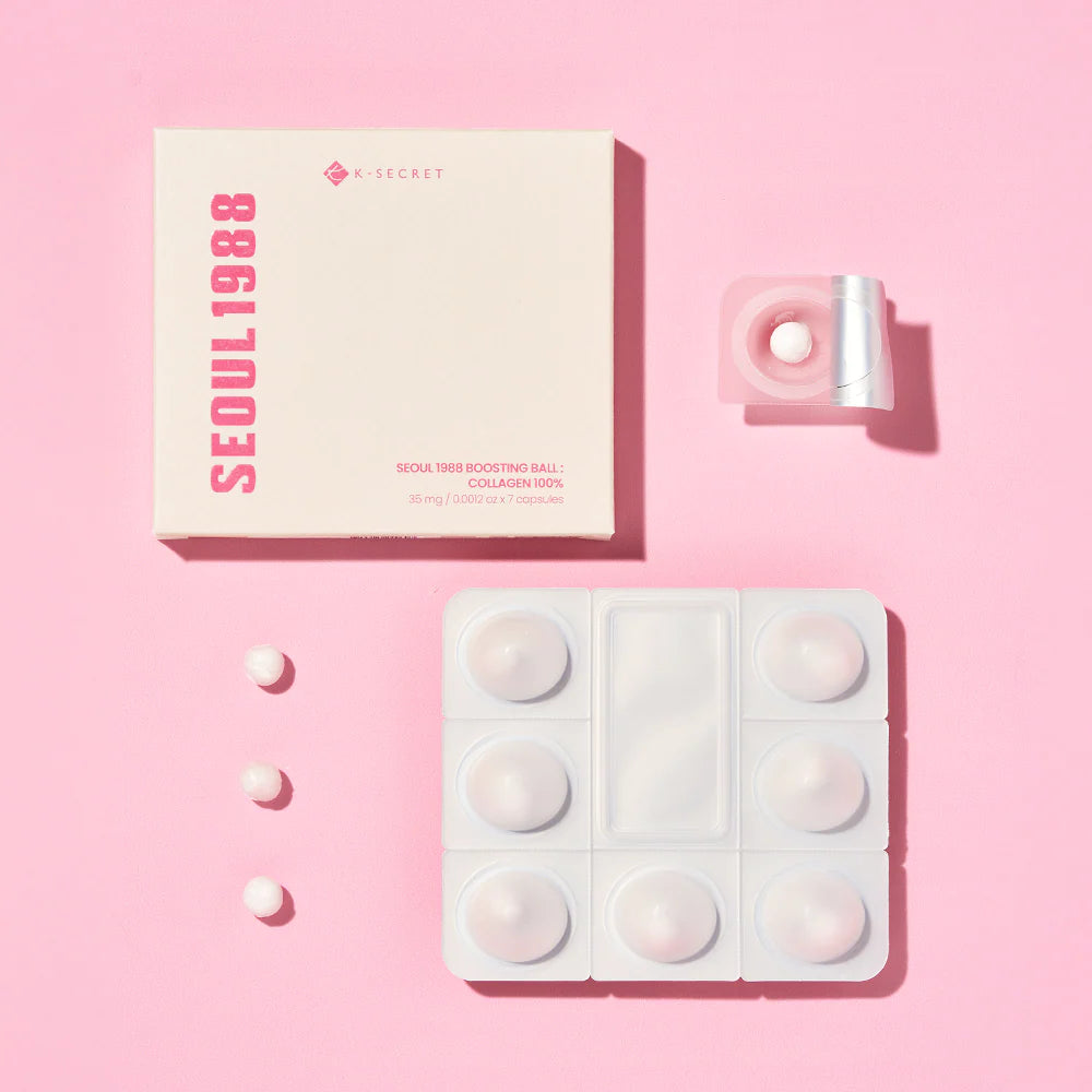 Close up of freeze-dried collagen ball texture Noura Skincare