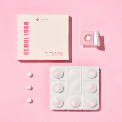 Close up of freeze-dried collagen ball texture Noura Skincare