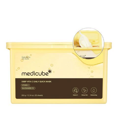 Medicube Deep Vita C Daily Quick Mask packaging featuring brightening sheet mask.