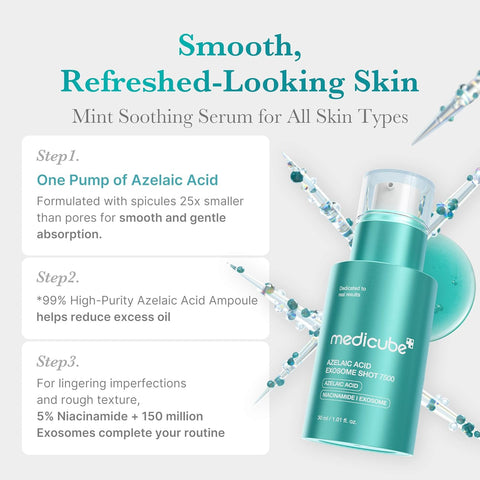 Lifestyle product shot of Medicube Exosome Serum used for acne marks.