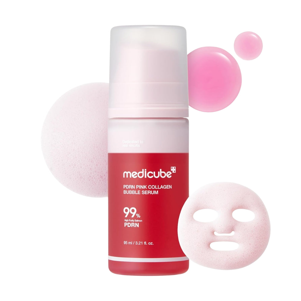Medicube PDRN Pink Collagen Bubble Serum bottle for sagging skin