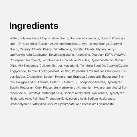 List of ingredients on a white background