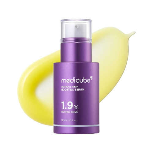 Medicube Retinol NMN Radiance Booster 1.9% Serum bottle on white background.