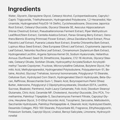 List of ingredients on a white background