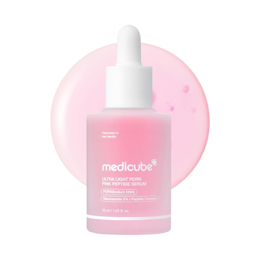 Medicube Ultra Light PDRN Pink Peptide Serum bottle for sagging skin